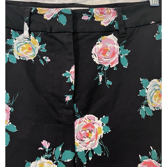 BODEN High Rise Richmond Wide Leg Cropped  Pants Painterly Rose Womens 4P Black - Picture 3 of 8